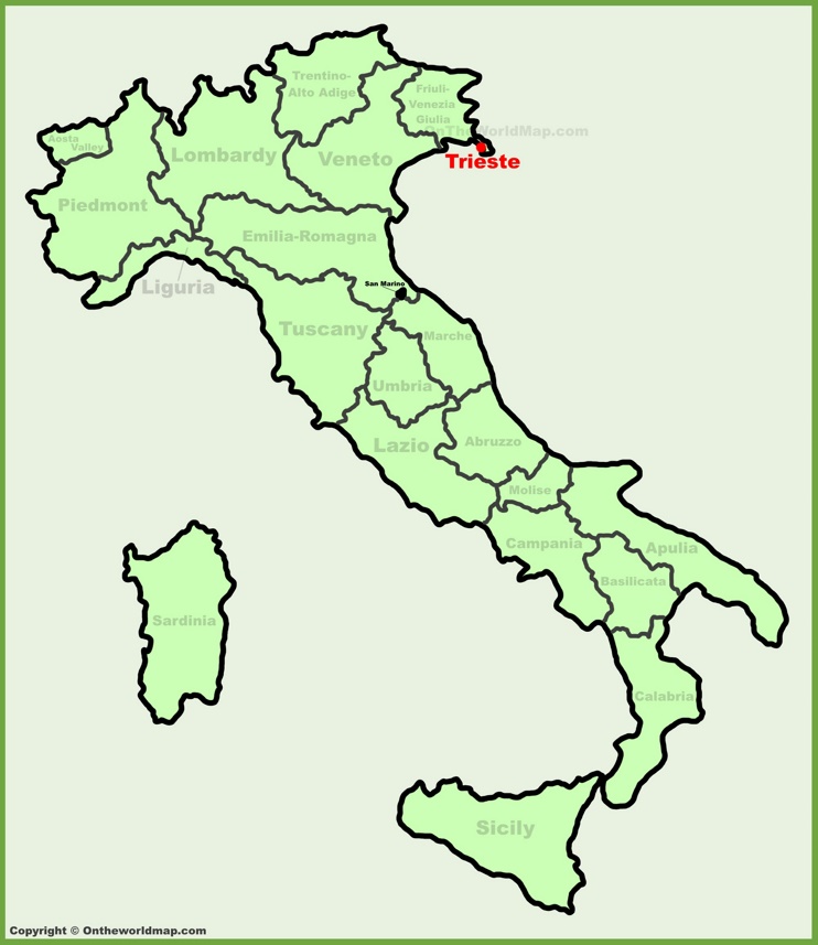 Trieste sulla mappa dell'Italia