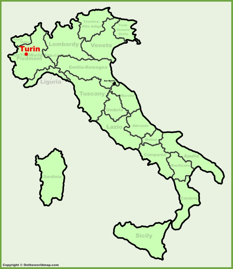 Torino sulla mappa dell'Italia