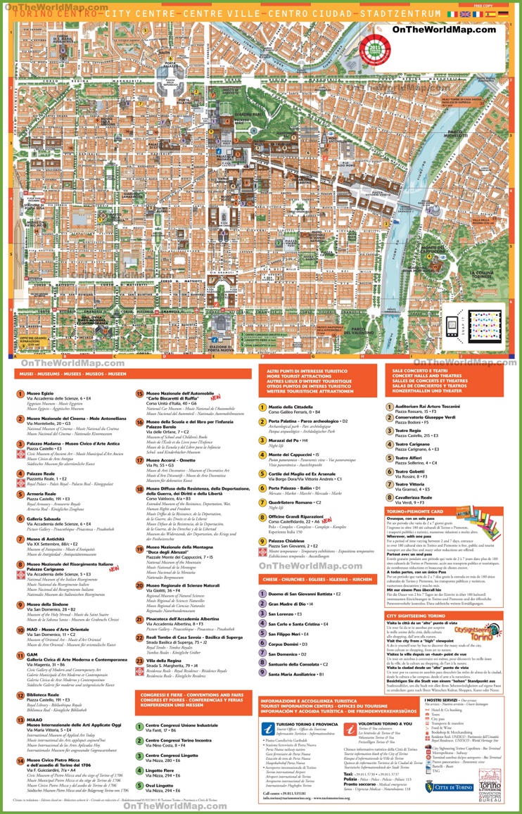 Tourist Mappa di Torino Centro della Città