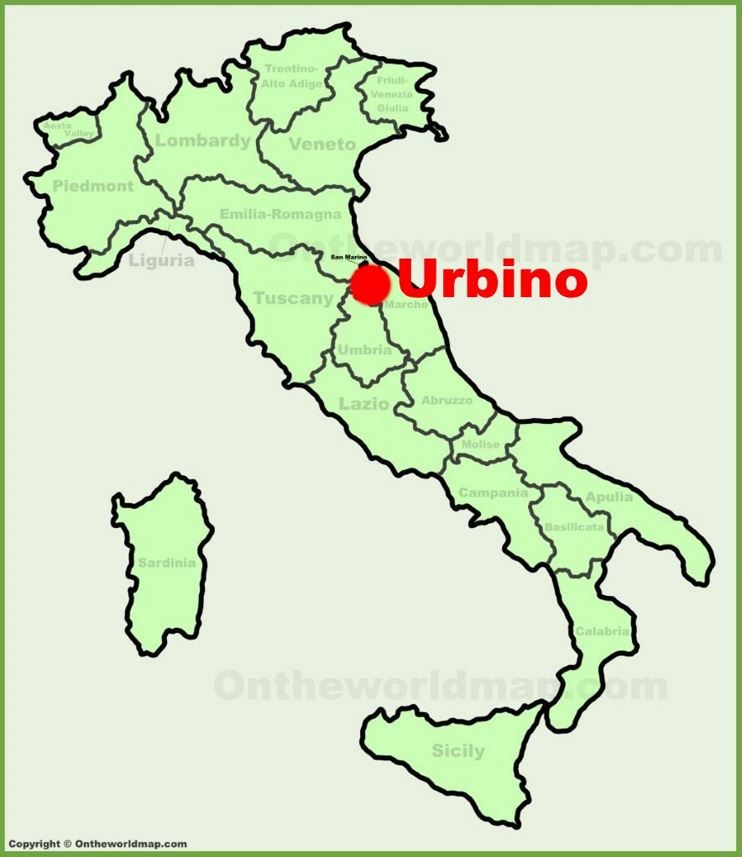 Urbino sulla mappa dell'Italia
