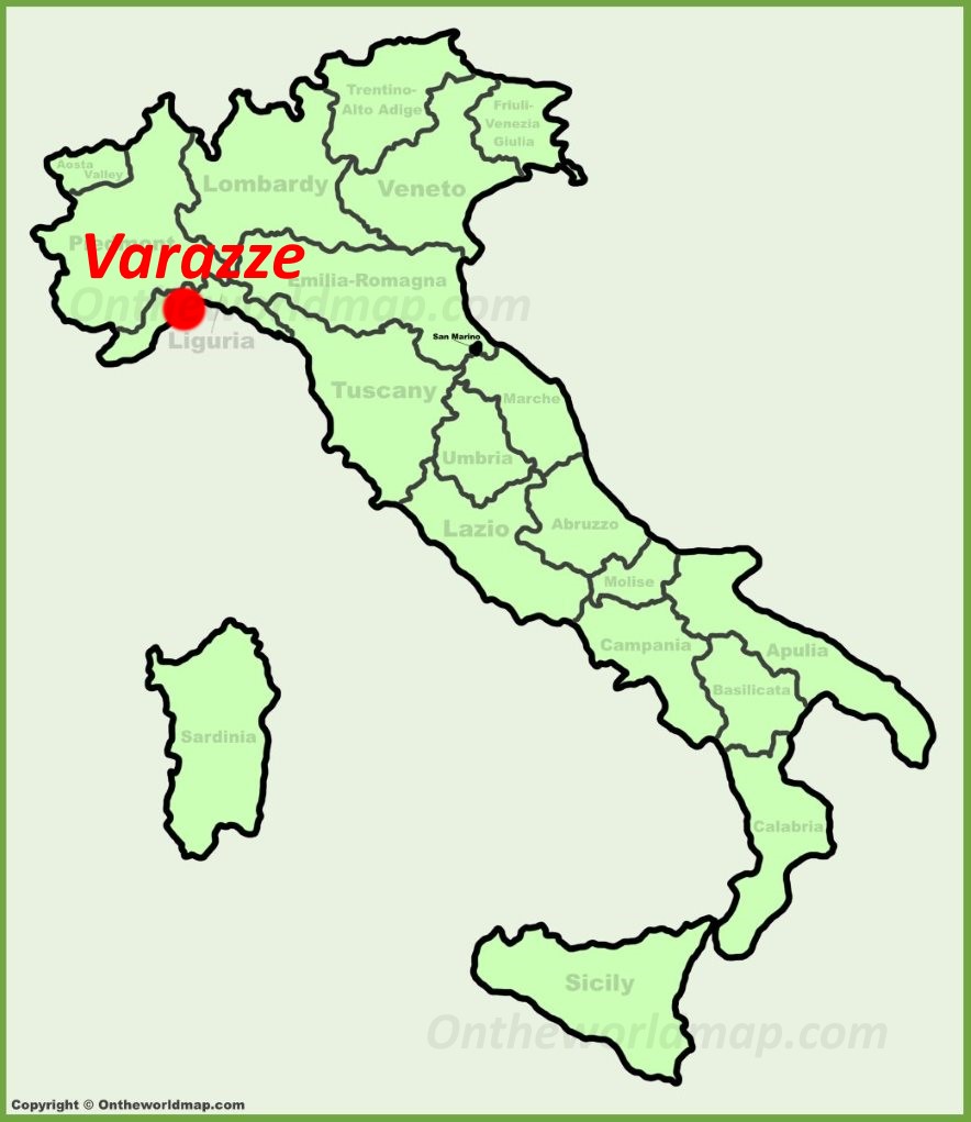 Varazze sulla mappa dell'Italia