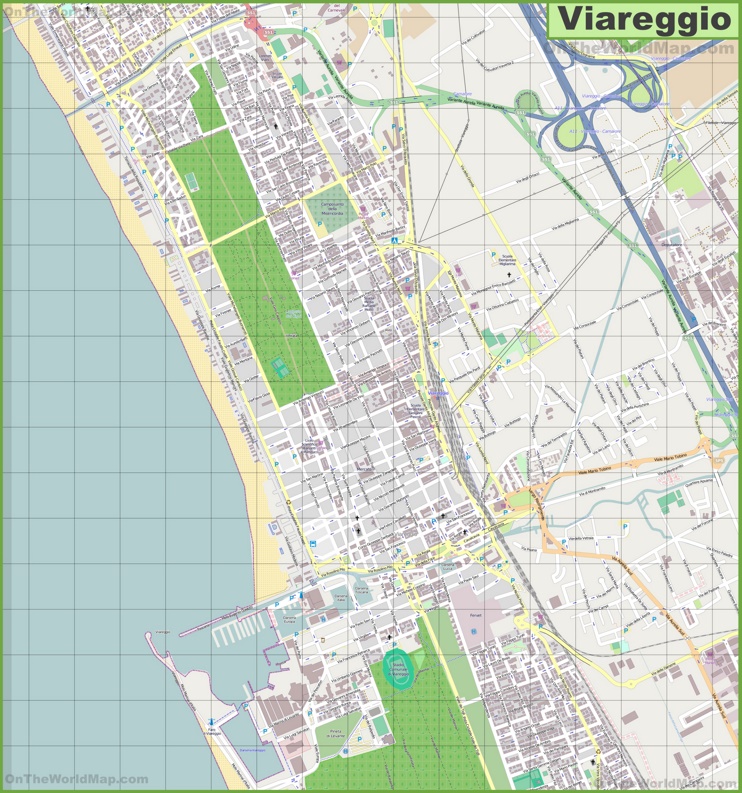 Grande mappa dettagliata di Viareggio