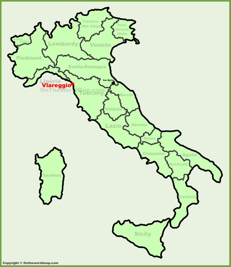 Viareggio sulla mappa dell'Italia