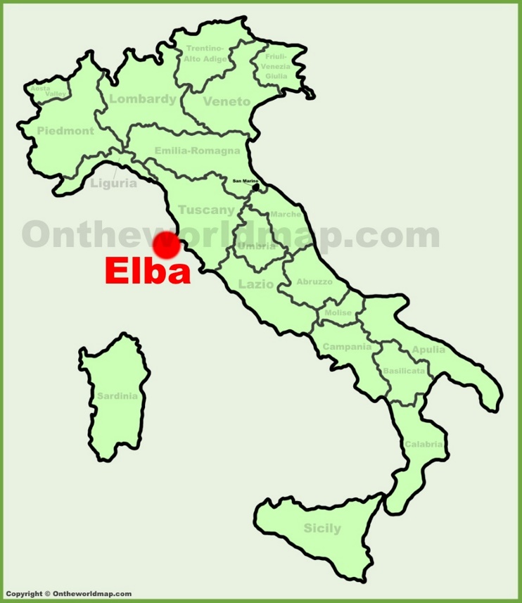 Elba sulla mappa dell'Italia