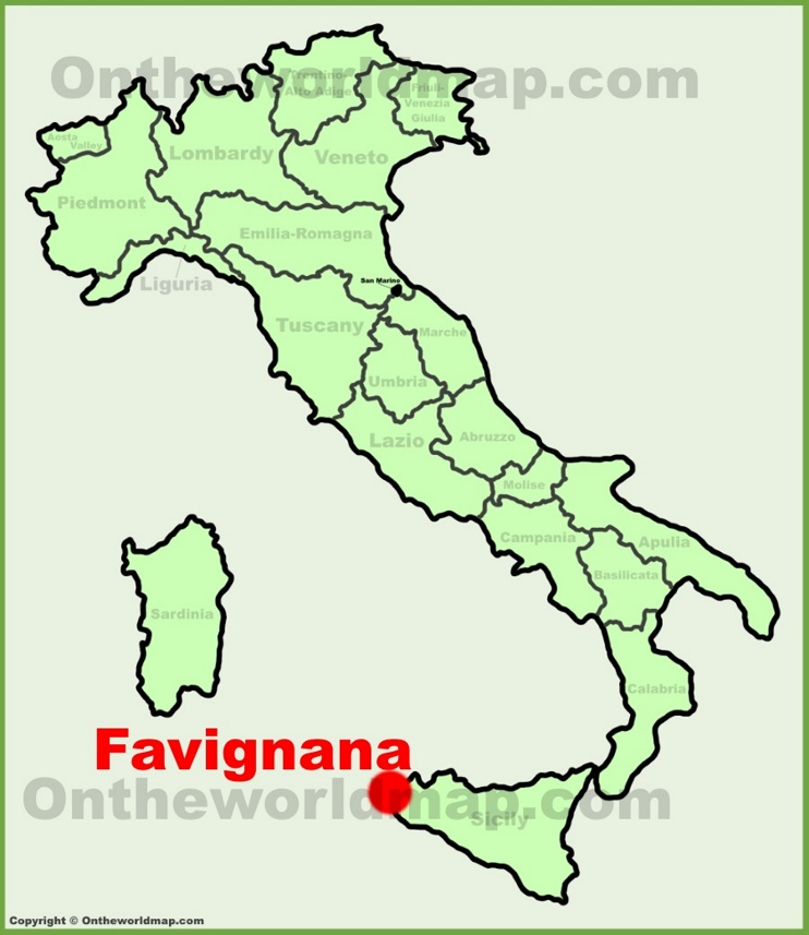 Favignana sulla mappa dell'Italia