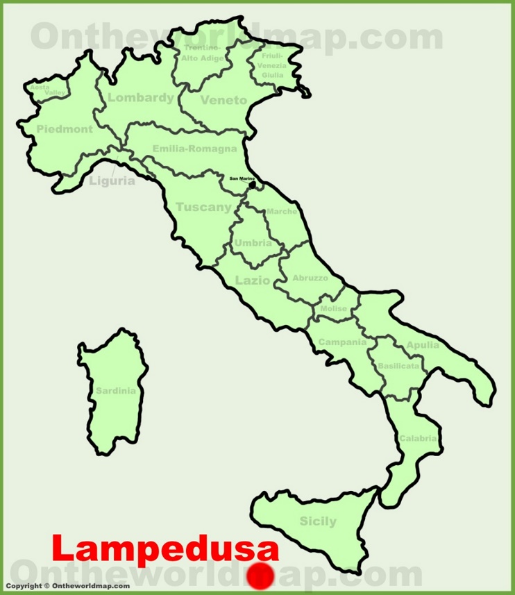 Lampedusa sulla mappa dell'Italia