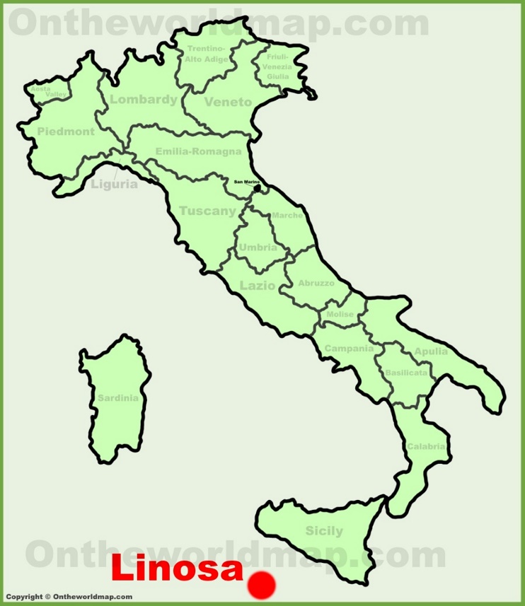 Linosa sulla mappa dell'Italia