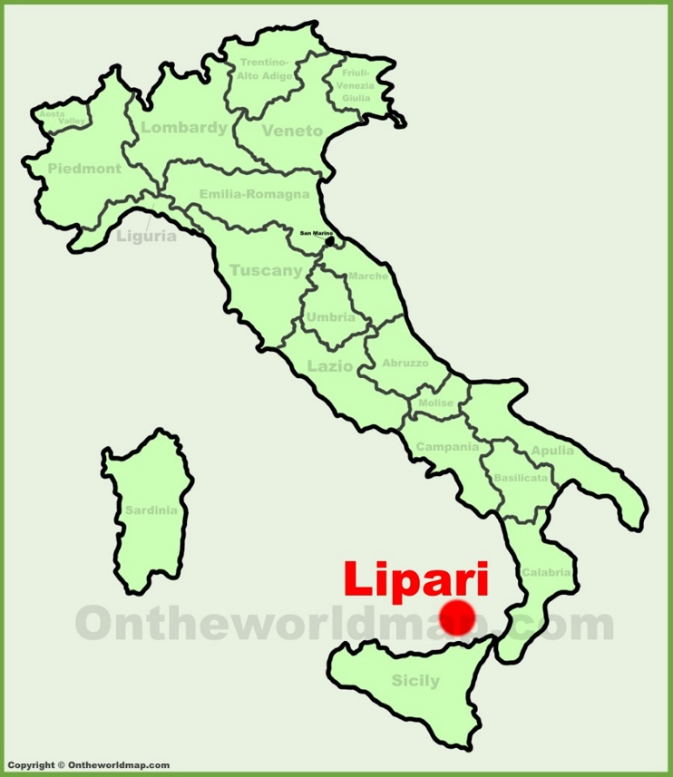 Lipari sulla mappa dell'Italia