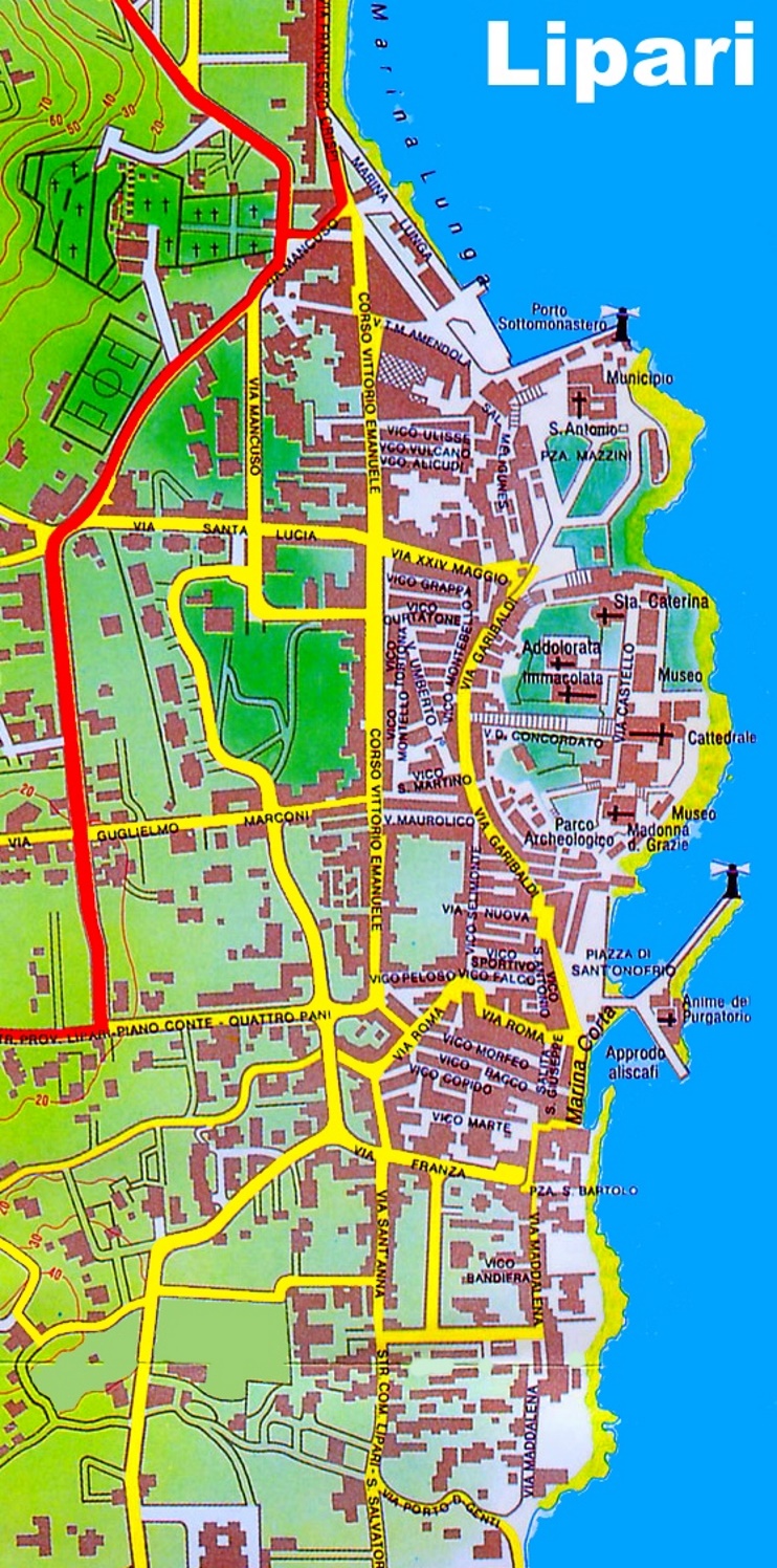Mappa dell'abitato di Lipari