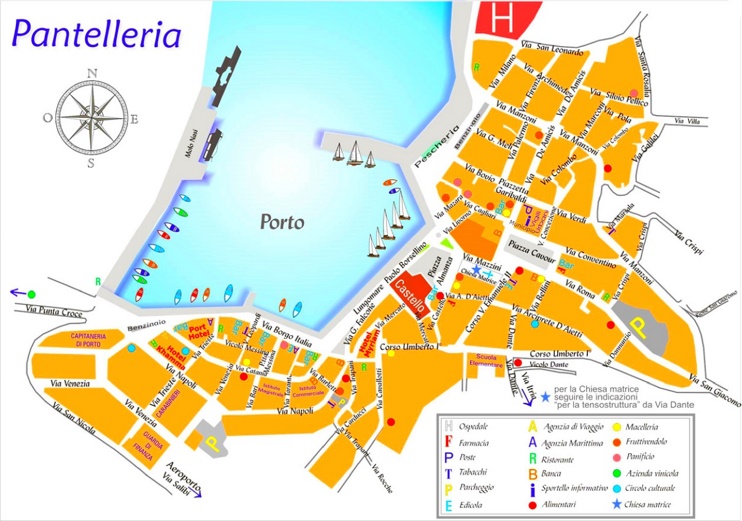 Mappa dell'abitato di Pantelleria