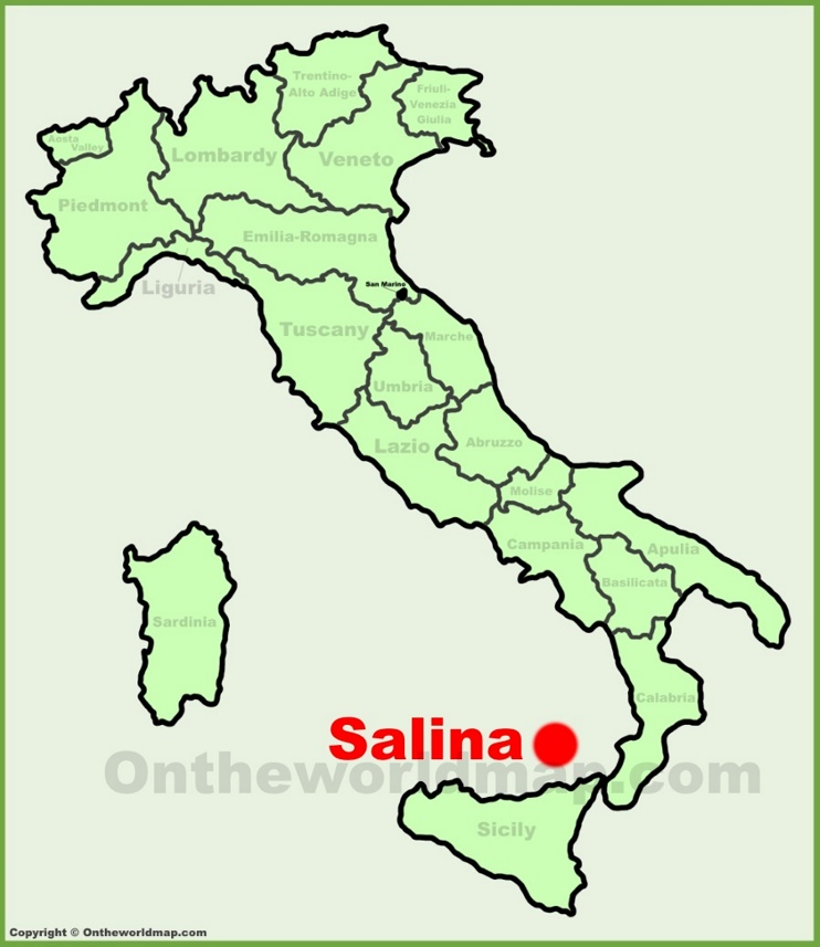 Salina sulla mappa dell'Italia