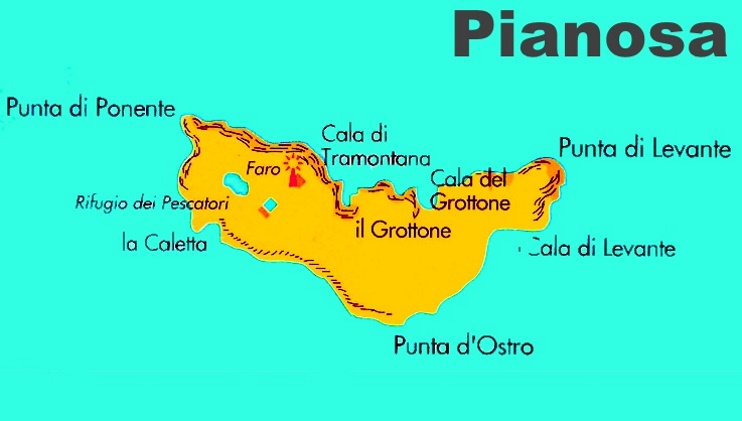 Mappa dell'isola di Pianosa
