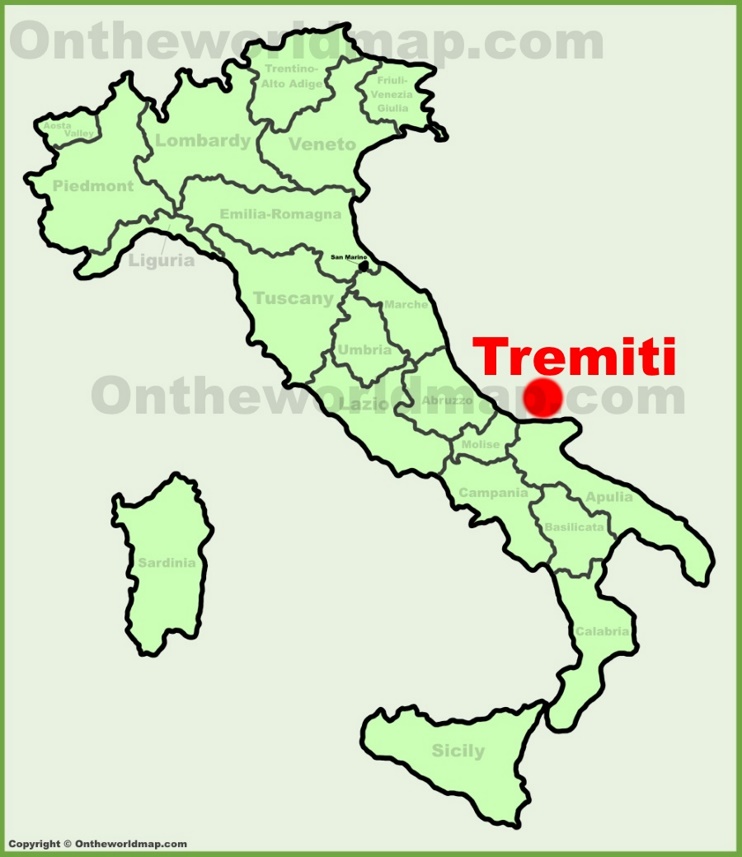 Isole Tremiti sulla mappa dell'Italia