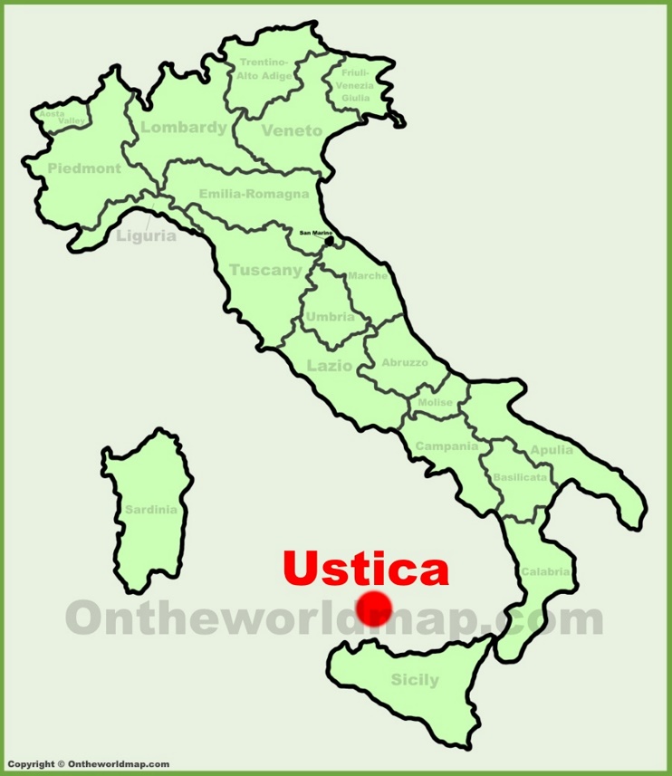 Ustica sulla mappa dell'Italia