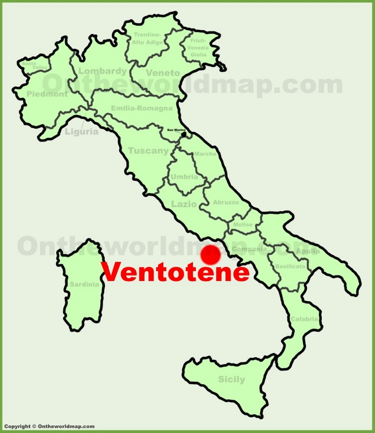 Ventotene sulla mappa dell'Italia
