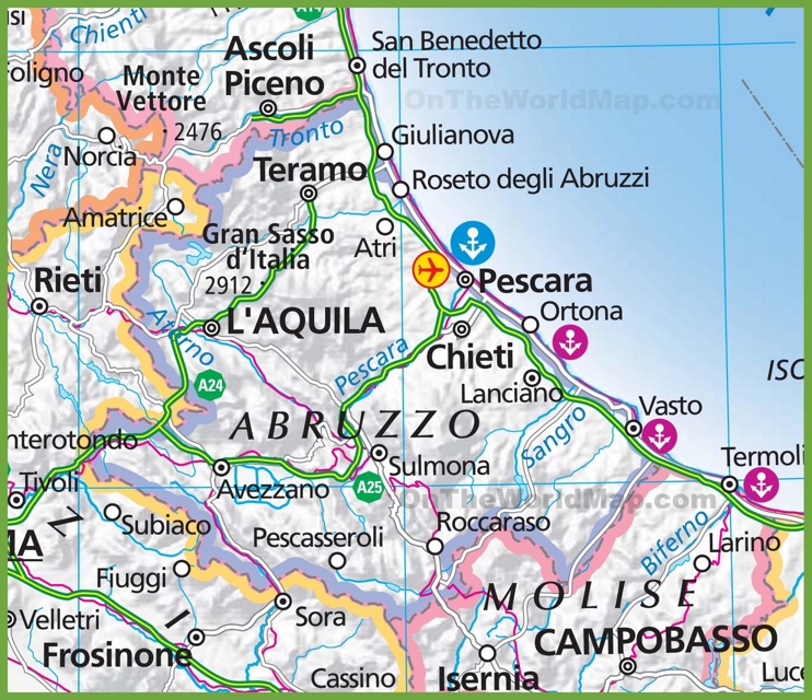 Grande mappa dell'Abruzzo