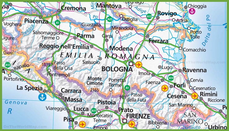Grande mappa della Emilia-Romagna