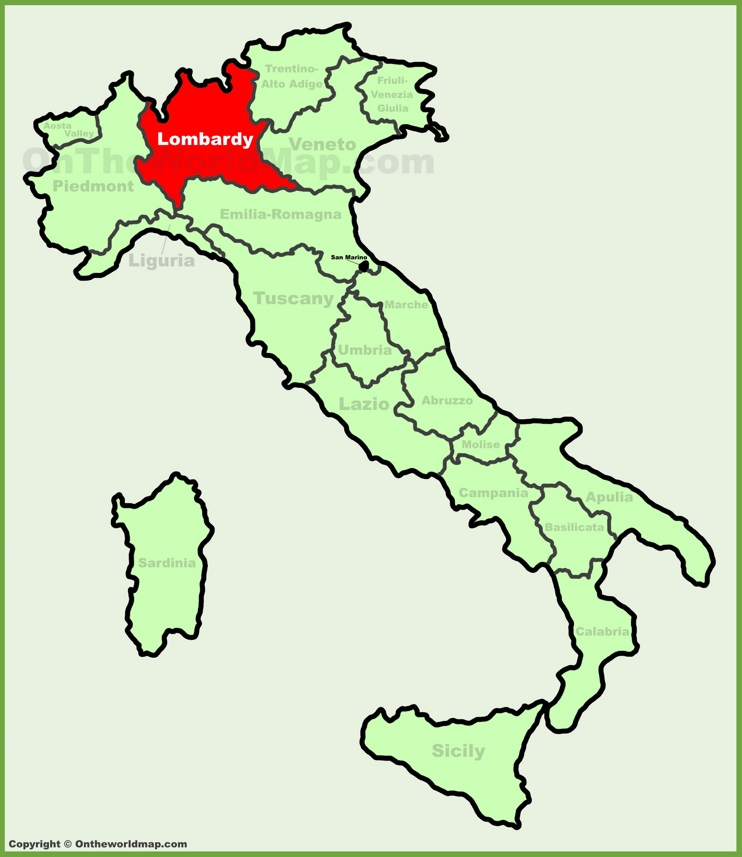 Lombardia sulla mappa dell'Italia