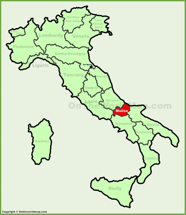 Molise sulla mappa dell'Italia