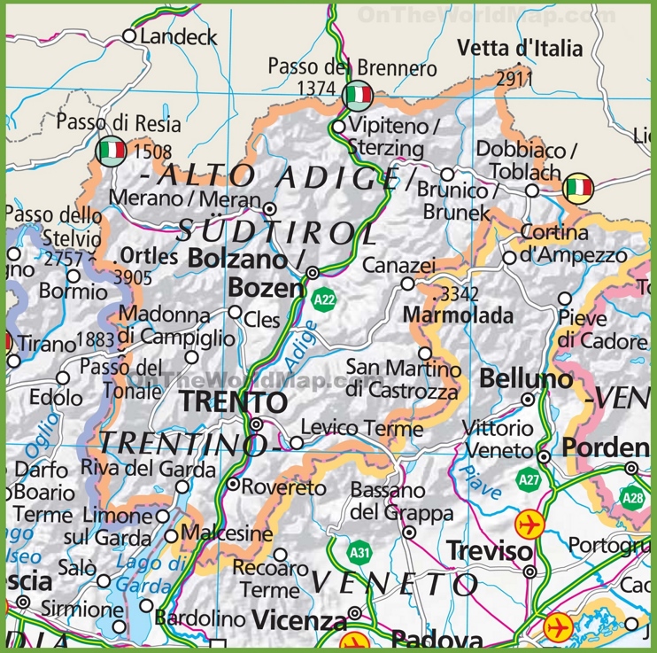 Grande mappa della Trentino-Alto Adige