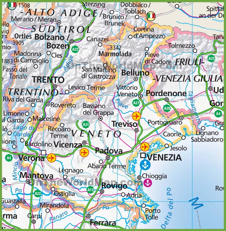 Grande mappa della Veneto