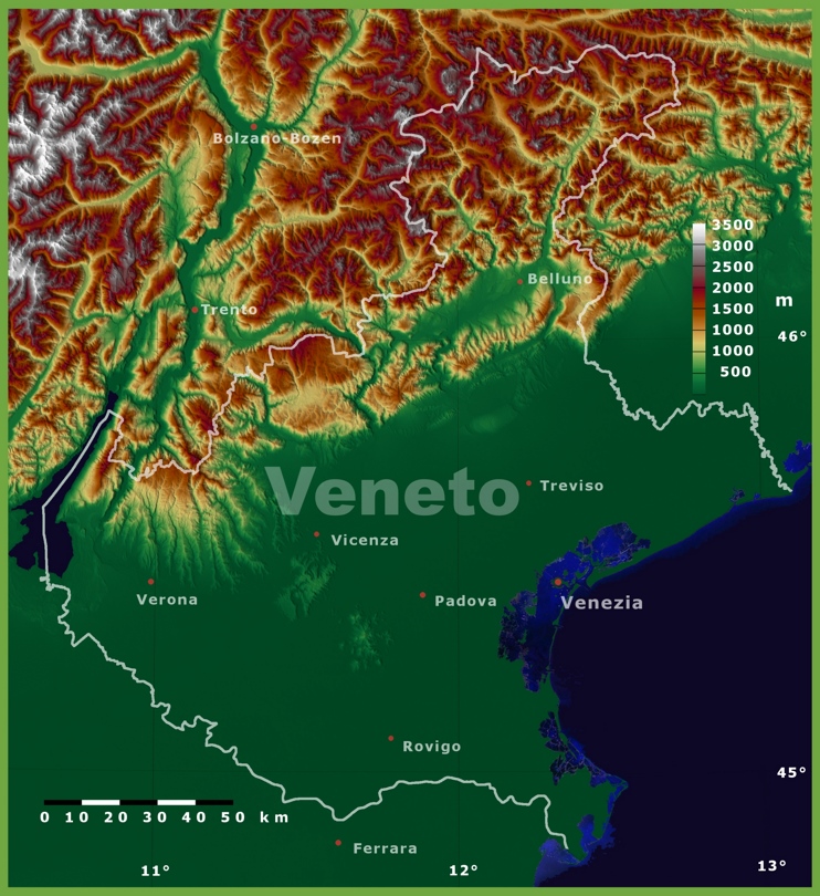Veneto - mappa fisica