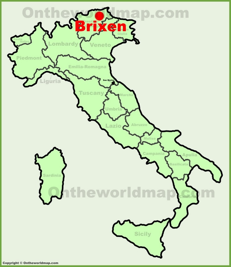 Bressanone sulla mappa dell'Italia