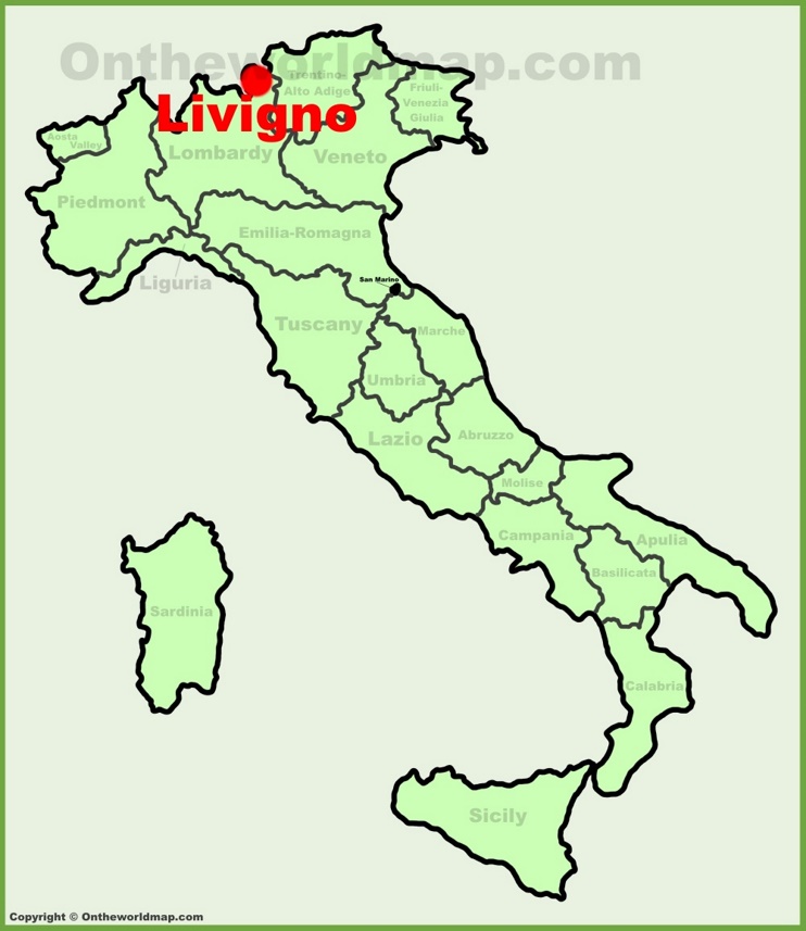 Livigno sulla mappa dell'Italia