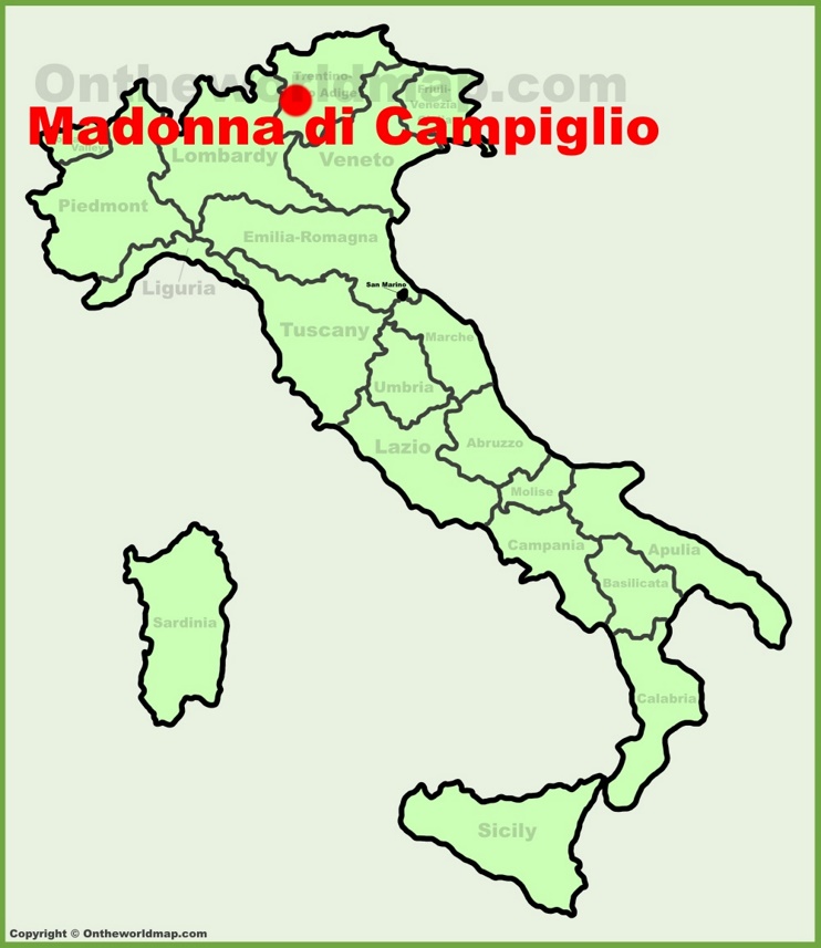 Madonna di Campiglio sulla mappa dell'Italia