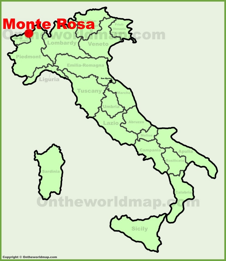 Monte Rosa sulla mappa dell'Italia