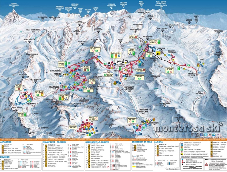 Monte Rosa - Mappa delle piste