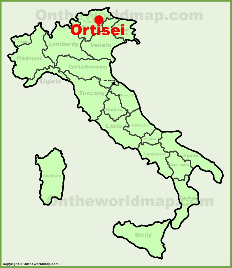 Ortisei sulla mappa dell'Italia