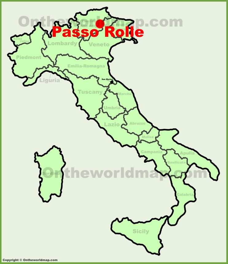 Passo Rolle sulla mappa dell'Italia
