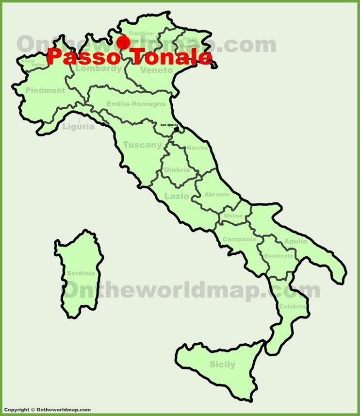 Passo Tonale sulla mappa dell'Italia