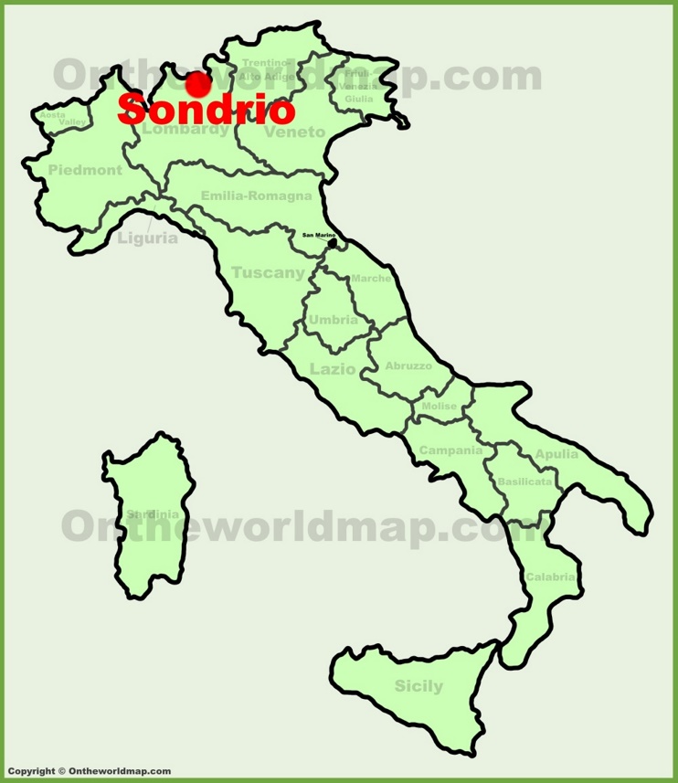 Sondrio sulla mappa dell'Italia