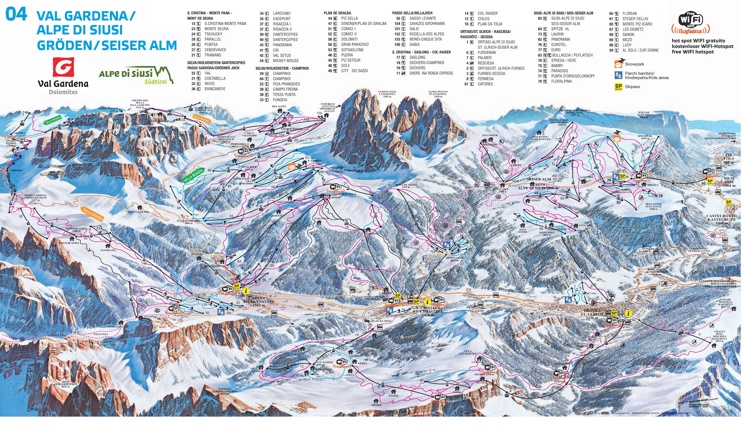 Val Gardena - Mappa delle piste
