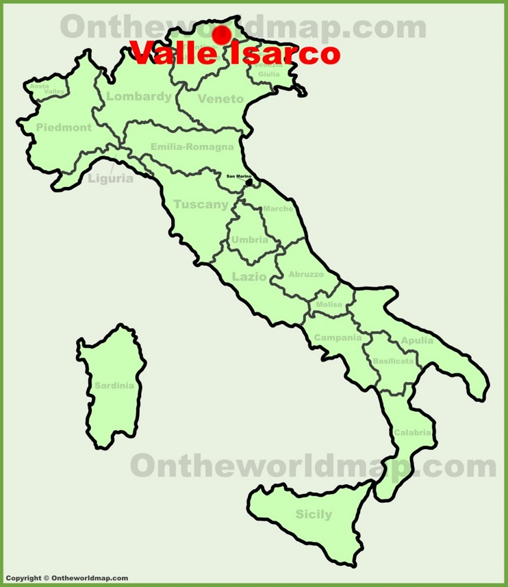 Valle Isarco sulla mappa dell'Italia
